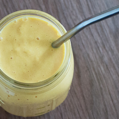 golden milk smoothie with mango