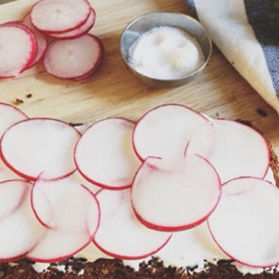 Open Face Sandwich with Radish