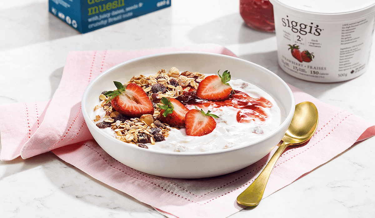 siggi's Icelandic-style yogurt: skyr - delicious strawberry breakfast bowl